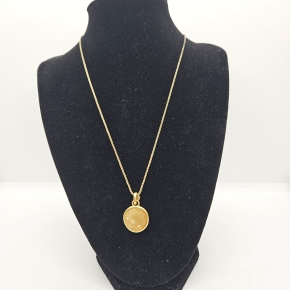 Lucky Brand gold tone chain with faux druzy pendant